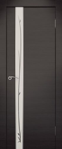 Дверь Ростра ПО Маэстро с белым рисунком. Цвет: венге