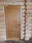 Двери из массива сосны фото ДГ 7 орех светлый в деревянный дом